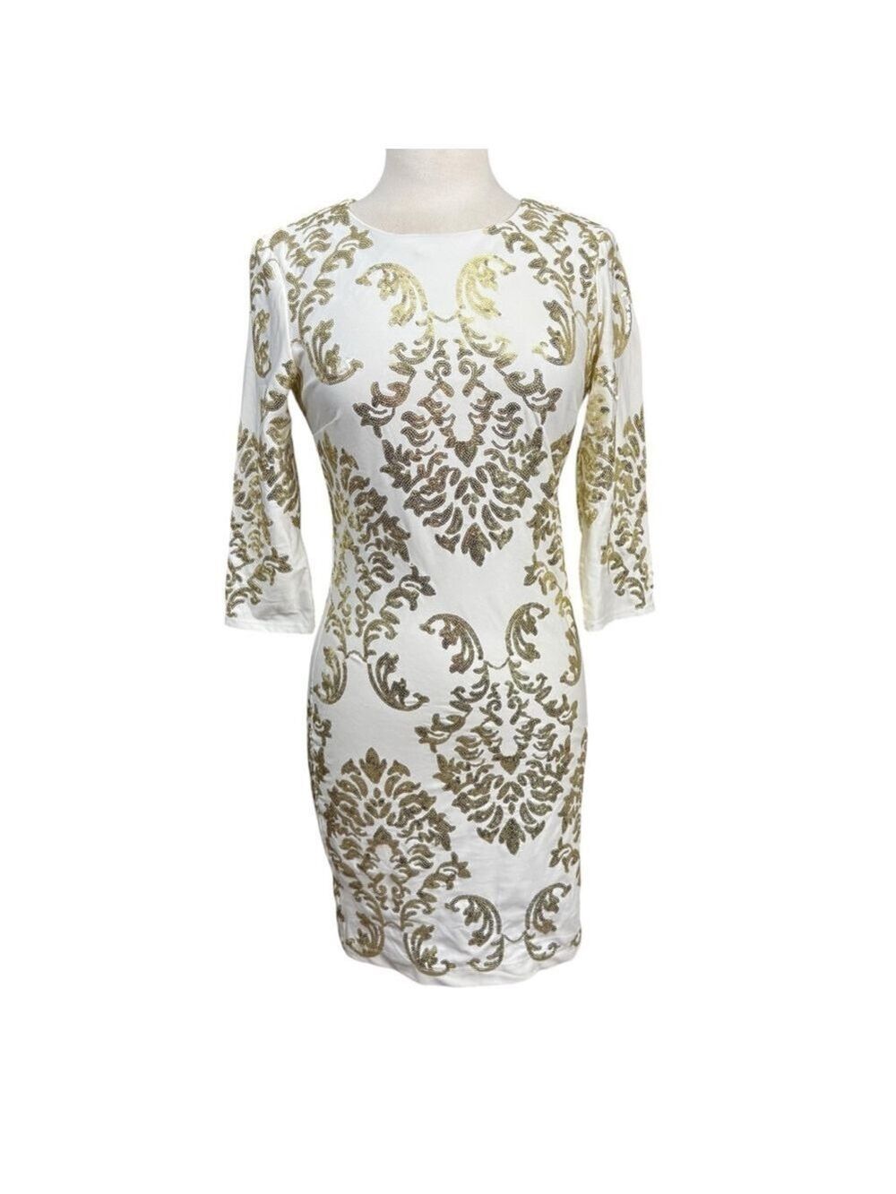 B Darlin White Sequin Dress Size 9/10 Long Sleeve Cocktail